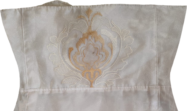 White Off-Shoulder V Neck With Floral Handmade Beaded Artistic Fabulous Patterns