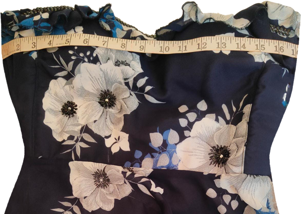 White & Blue Floral Off-Shoulder Exclusive Beaded Accomplishment