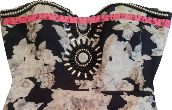 Off Shoulder Floral-Patterned With  Handmade Matching Artful Decorative Beaded Accomplishment