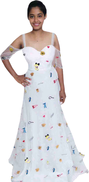 A Colorful Hand-Stitched Needle Work Beaded Design On White Back Ground