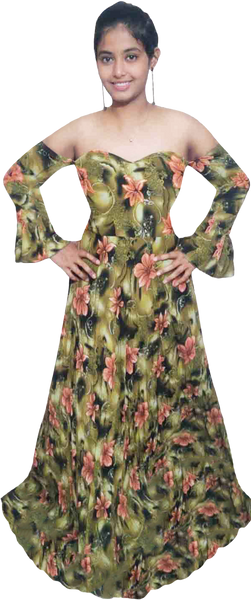 Off Shoulder Floral Abstract Patterns Beaded Evening Embellishment