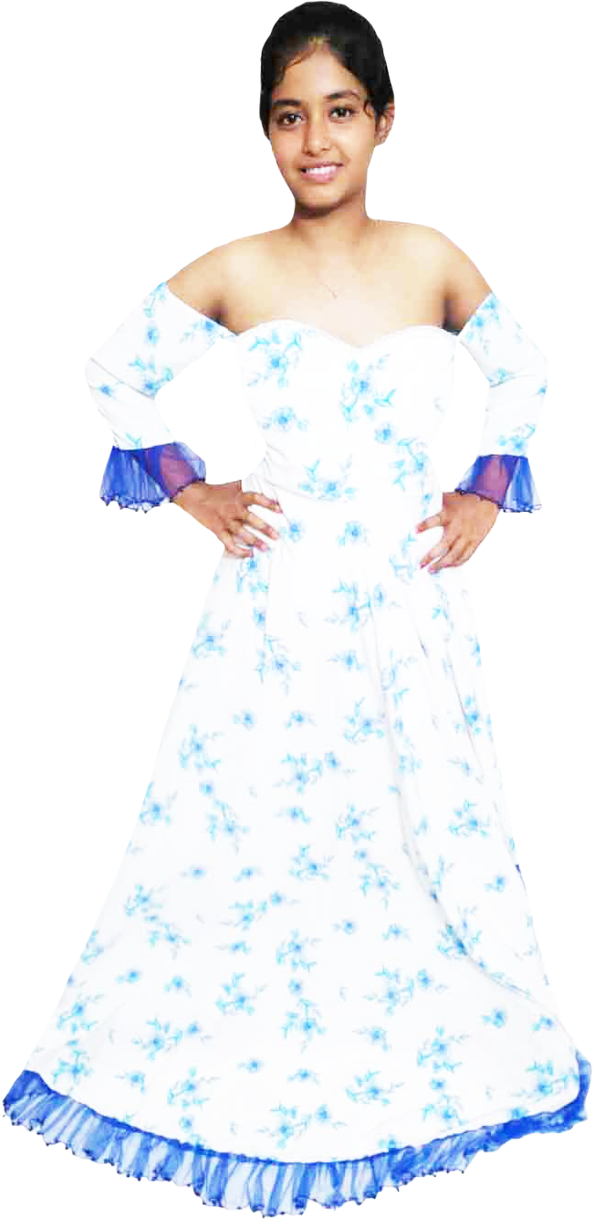 Off Shoulder Arm Sleeve Floral Matching Blue Lace White Background