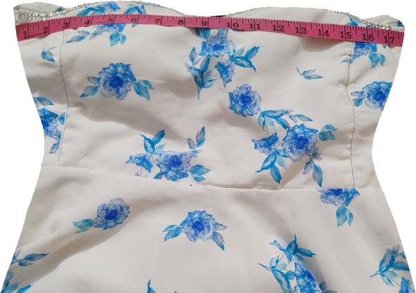Off Shoulder Arm Sleeve Floral Matching Blue Lace White Background