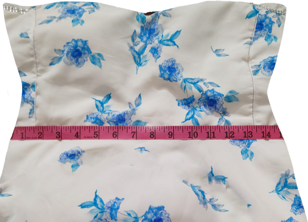 Off Shoulder Arm Sleeve Floral Matching Blue Lace White Background