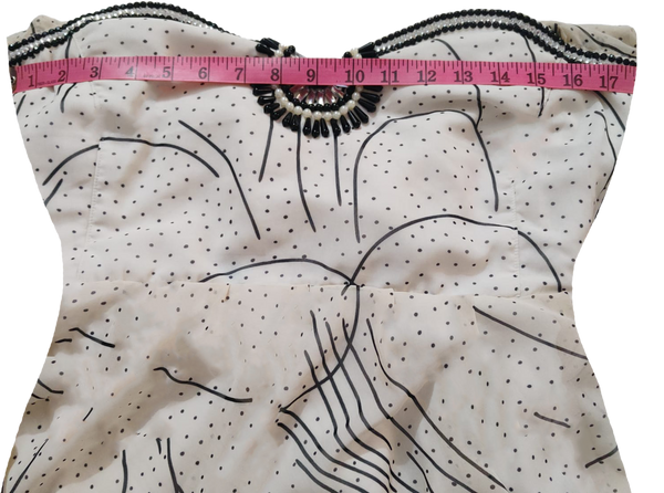 Off Shoulder Hand Stitched Artful Matching Black & White Beaded Decorative Handmade Flower