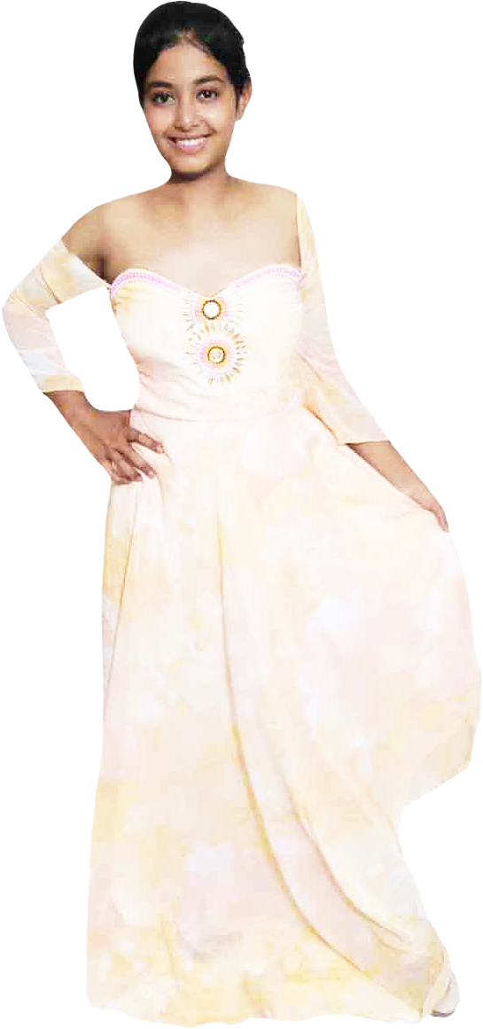 White Gould Pink Off Shoulder Fabulous Artificial Matxching Pearl Beaded Outfit.