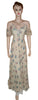Off Shoulder Artful Crystal Beaded Printed Gown. Medium