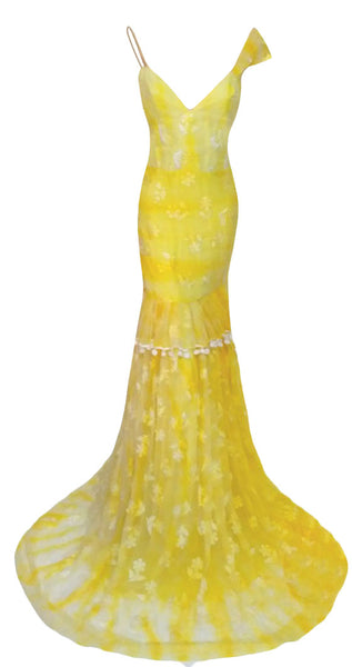 One Shoulder Artful Beaded Chiffon Gown. Medium.