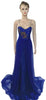 Sleeveless Beaded Blue Silk Gown. Small, Medium