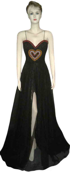 Pearl & Crystal Beaded Sateen Katan Net Valentine Gown. Medium.