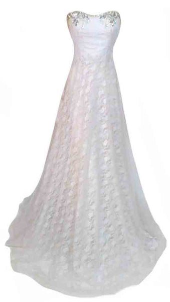 Crystal Beaded Royal Silk Net Wedding Gown. Medium