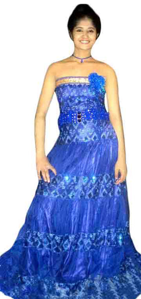 Sleeveless Crystal Beaded Designer Silk Gown.  Small.