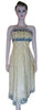 Sleeveless Hand-Stitched Golden Cream Silk Lace Designer Dress. Small