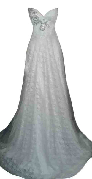 Crystal Beaded Sateen Silk Net Wedding Gown. Medium.