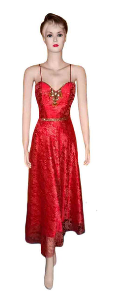 Sleeveless Artful Crystal Beaded Silk Dress. Medium.