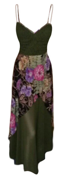 Sleeveless Crystal Beaded Chiffon Floral Midi. Medium