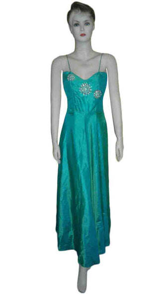 Sleeveless Crystal Beaded Designer Silk Dress. Medium