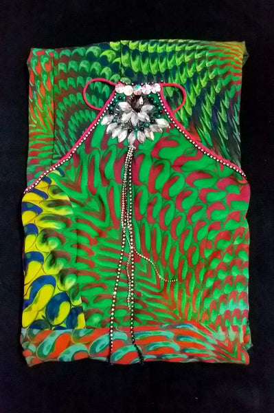 Sleeveless Artful Crystal Beaded Chiffon Gown. Medium