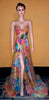 Sleeveless Pearl & Crystal Beaded Printed Royal Gown. Medium