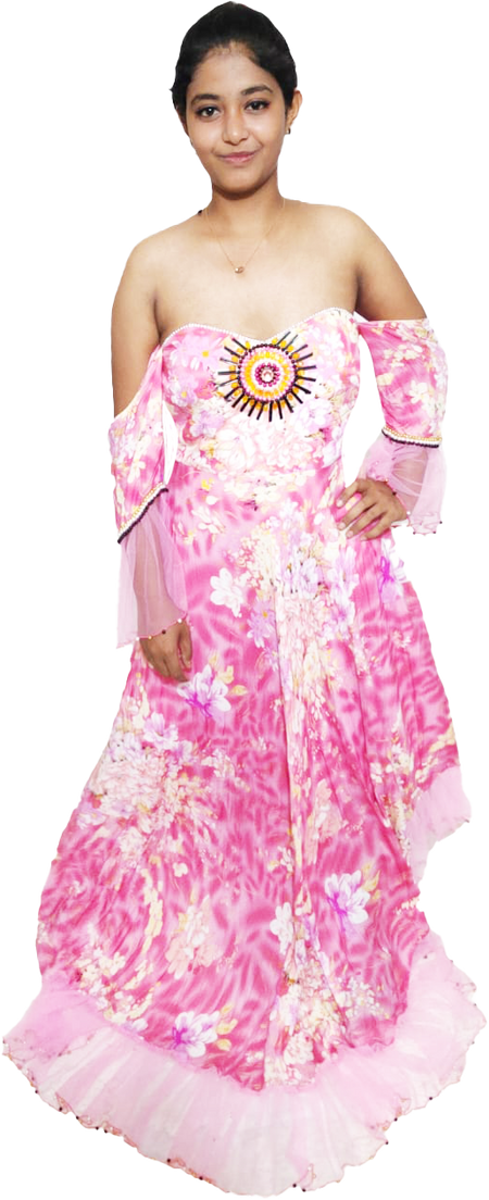 Pearl & Crystal Beaded Chiffon Gown. Medium