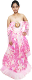 Printed Pink White Handstitched Beaded Gown