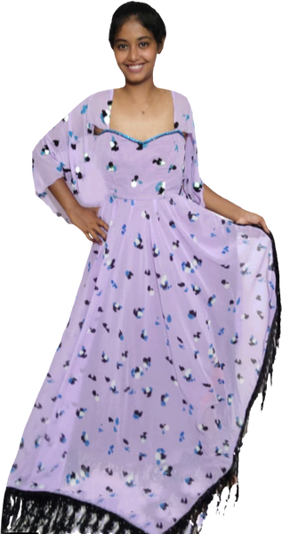 Light Purple Floral Patterns Matching Lace with Designer Beaded Apparel.