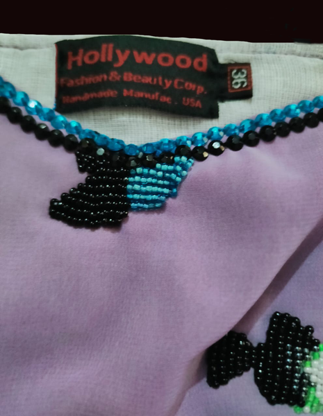 Light Purple Floral Patterns Matching Lace with Designer Beaded Apparel.