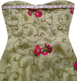 Off Shoulder Light Green Floral Design Fancy Hand Embroidered Beaded Dress