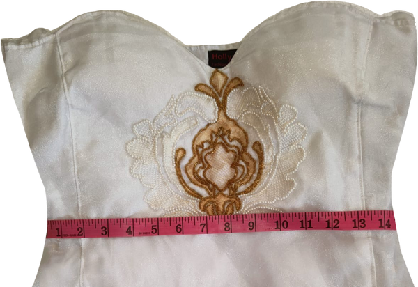 White Off-Shoulder V Neck With Floral Handmade Beaded Artistic Fabulous Patterns