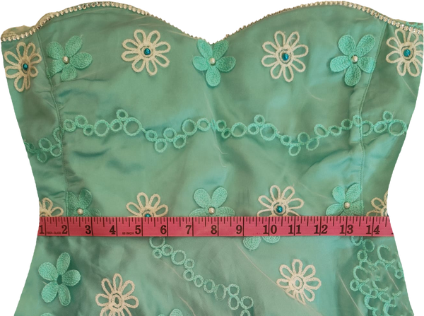 Off Shoulder Light Blue Floral Embroidery Beaded Gown