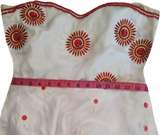 Off Shoulder White & Red Matching Crystal & Pearl Beaded Floral Embellishment