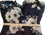 White & Blue Floral Off-Shoulder Exclusive Beaded Accomplishment