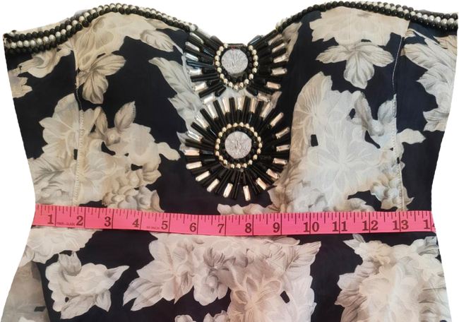 Off Shoulder Floral-Patterned With  Handmade Matching Artful Decorative Beaded Accomplishment