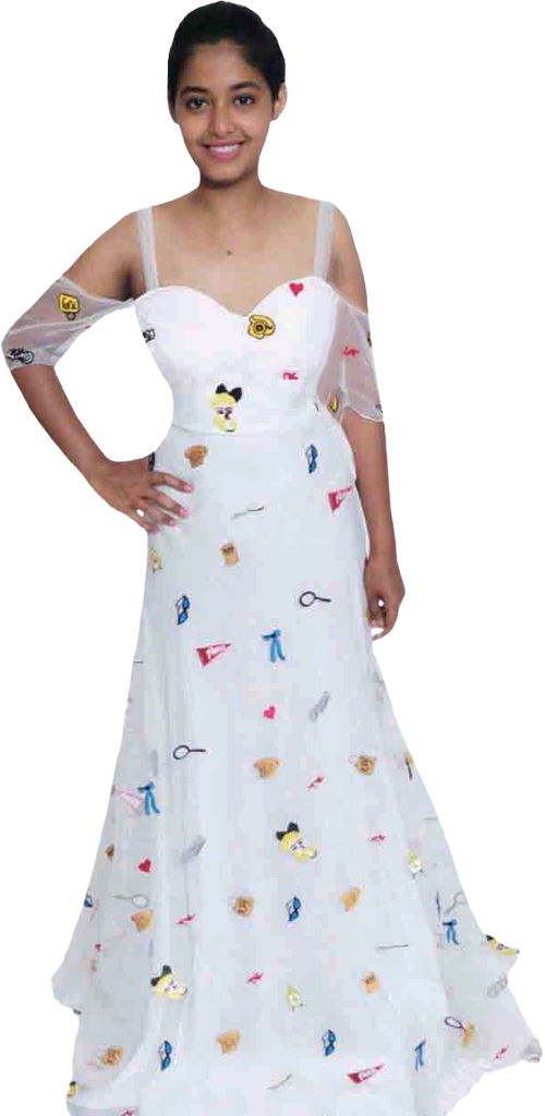 A Colorful Hand-Stitched Needle Work Beaded Design On White Back Ground