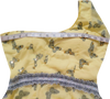 One Shoulder Yellow Beaded Butter Fly Design With Matching Lace.