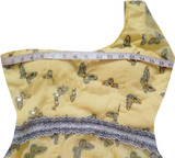 One Shoulder Yellow Beaded Butter Fly Design With Matching Lace.