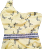 One Shoulder Yellow Beaded Butter Fly Design With Matching Lace.