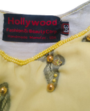 One Shoulder Yellow Beaded Butter Fly Design With Matching Lace.