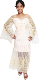 Gold Sheer Sleeves Embroidered With Sequin Decorative Beaded Evening Apparel