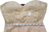 Gold Sheer Sleeves Embroidered With Sequin Decorative Beaded Evening Apparel