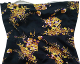 Off Shoulder Floral Gold & Purple Geometric Pattern Artistic Embellishment