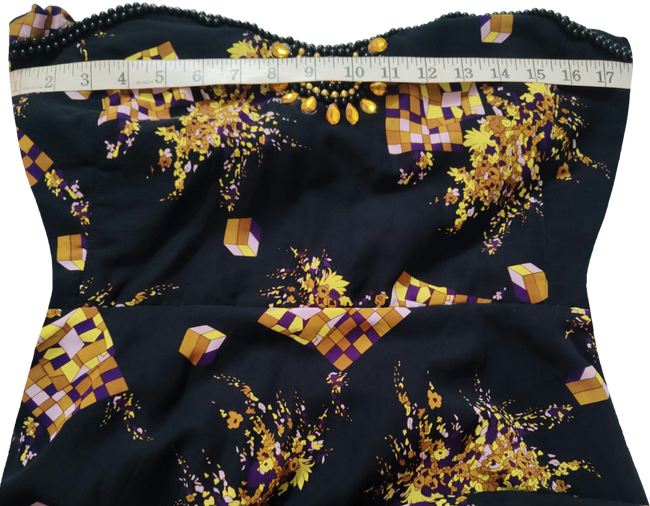 Off Shoulder Floral Gold & Purple Geometric Pattern Artistic Embellishment