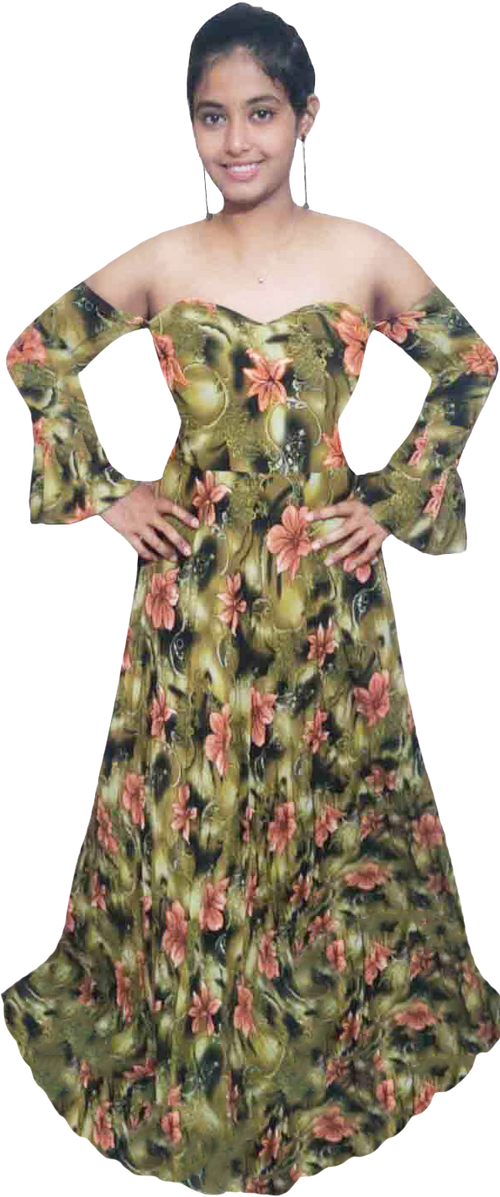 Off Shoulder Floral Abstract Patterns Beaded Evening Embellishment