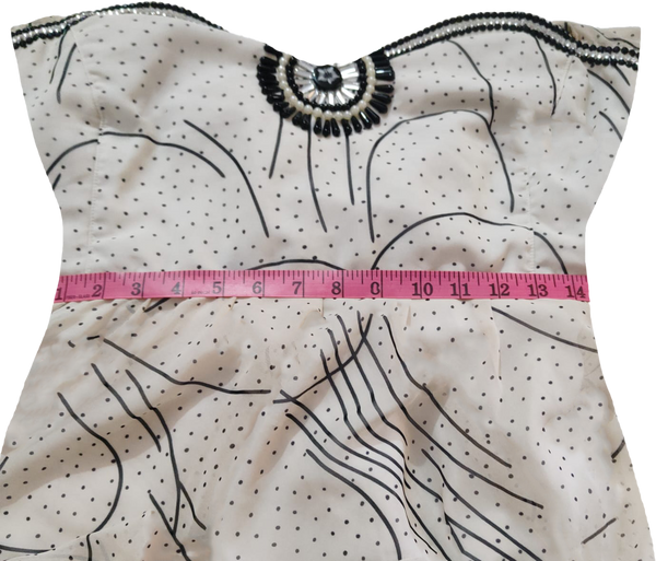 Off Shoulder Hand Stitched Artful Matching Black & White Beaded Decorative Handmade Flower