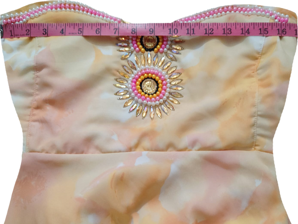 White Gould Pink Off Shoulder Fabulous Artificial Matxching Pearl Beaded Outfit.