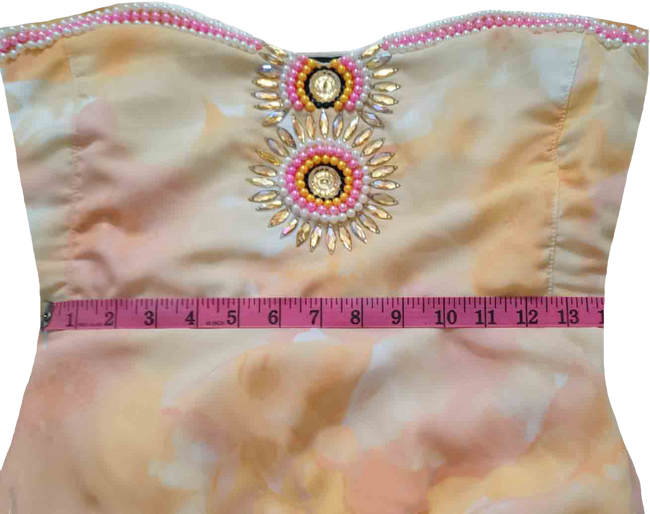 White Gould Pink Off Shoulder Fabulous Artificial Matxching Pearl Beaded Outfit.