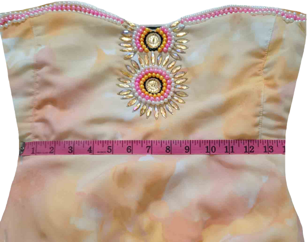 White Gould Pink Off Shoulder Fabulous Artificial Matxching Pearl Beaded Outfit.