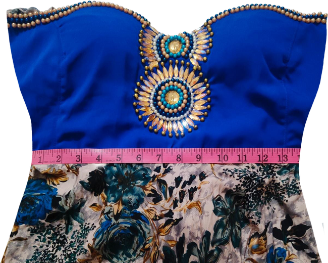 Off Shoulder Stone and Pearl Beded  Handmade-HandStiched Floral Decorative Embellishment