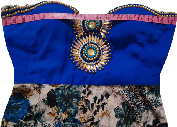 Off Shoulder Stone and Pearl Beded  Handmade-HandStiched Floral Decorative Embellishment