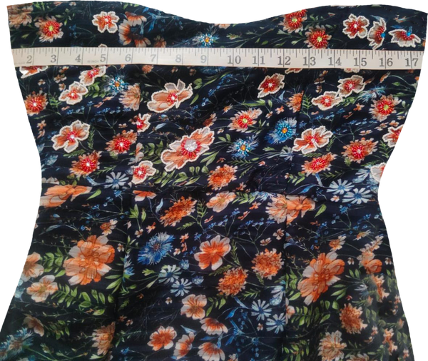 Off Shoulder Floral Patterned Artistic Beaded Embellishment